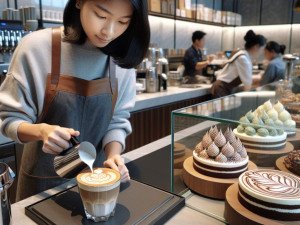 High-end restaurants incorporating coffee art into dessert presentations