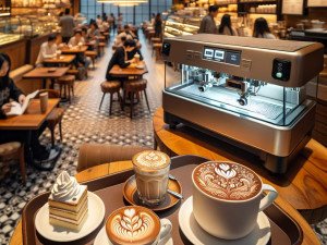 Eco-conscious cafés using coffee art to promote sustainability messages and campaigns