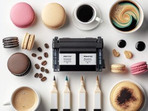 Valentine’s Day café menus featuring printed love notes and emoji coffee designs