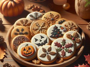 Holiday markets showcasing festive coffee prints as part of seasonal beverage menus