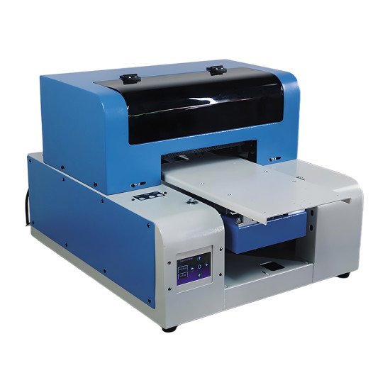 Mini A4 T-shirt printer printing full-color designs on cotton and polyester garments
